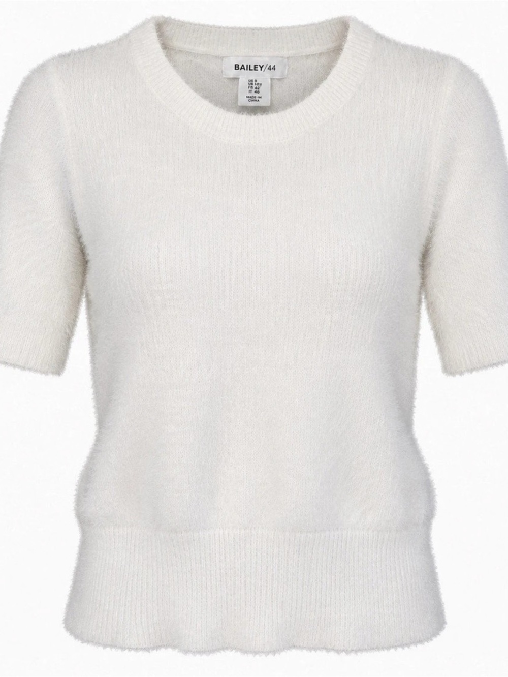 Bailey 44 Fuzzy Knit Short Sleeve Sweater White XS Like New